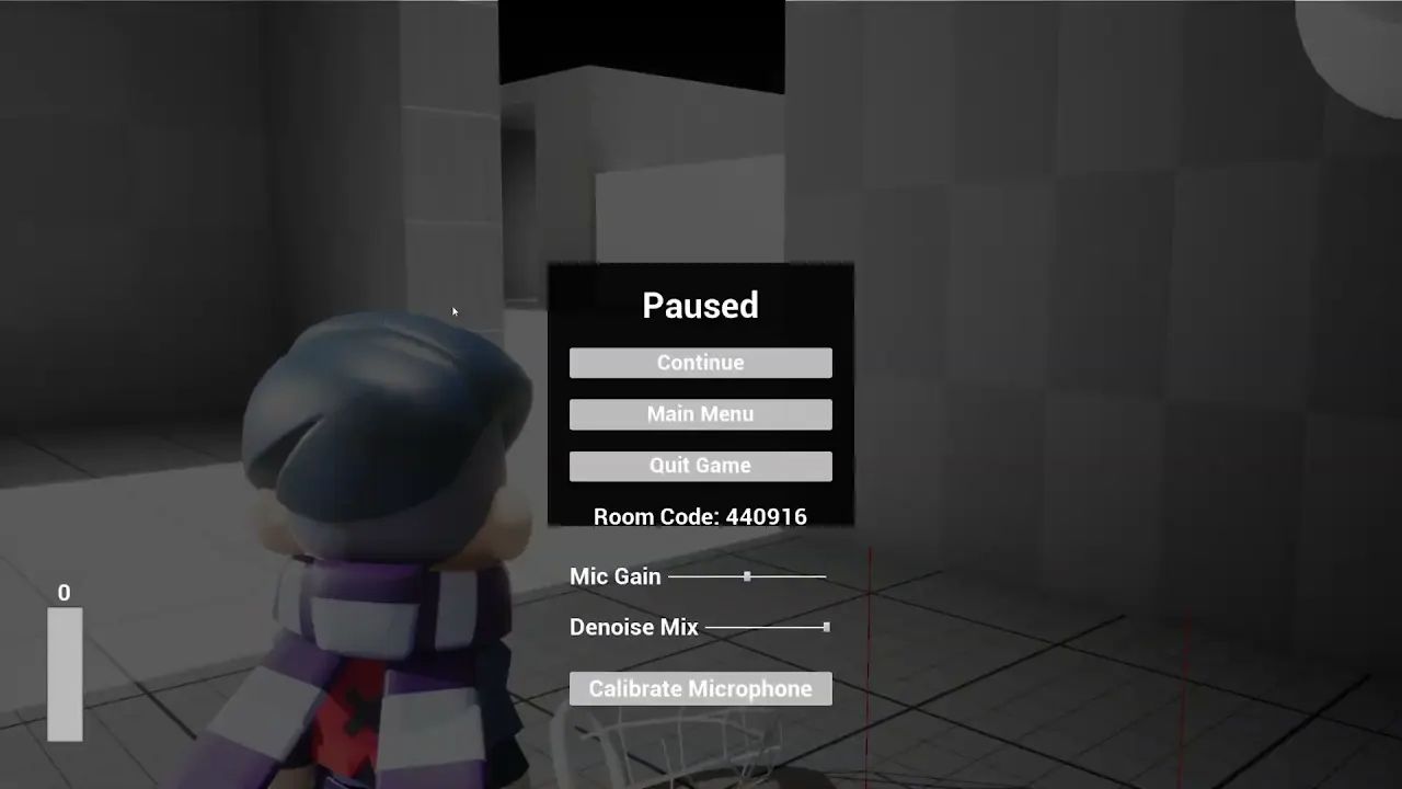 Dreamcatcher engineer build pause menu with live microphone level, gain, denoise mix, and calibration controls